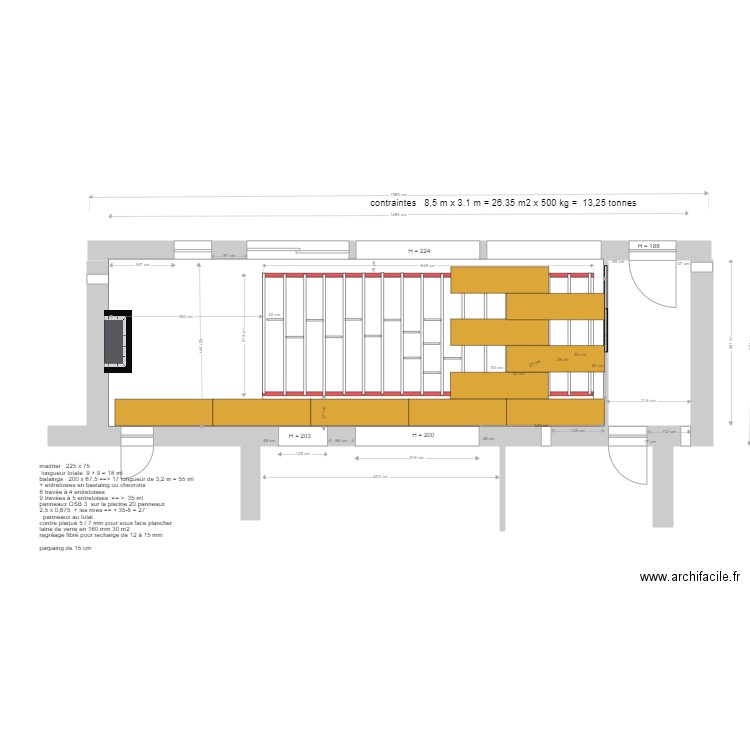 salle seminaire calpinage plancher bois . Plan de 0 pièce et 0 m2