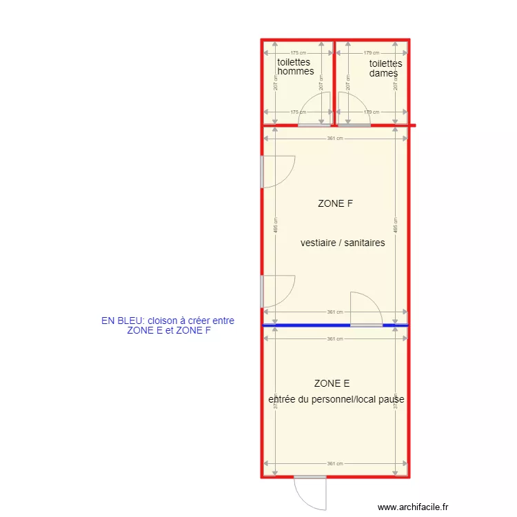 CLOISONNEMENT &agrave; cr&eacute;er  ZONE E et F 311018. Plan de 