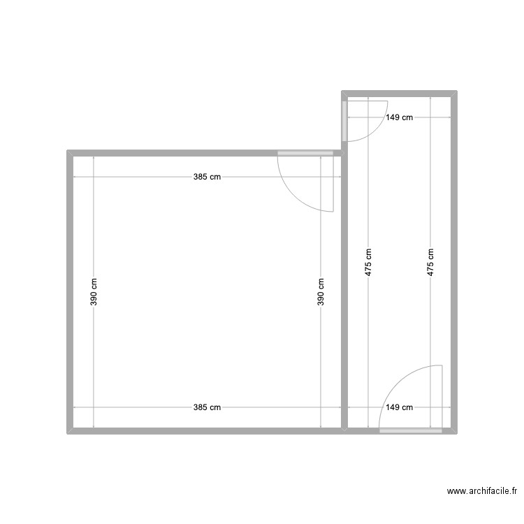 couloir. Plan de 2 pièces et 22 m2