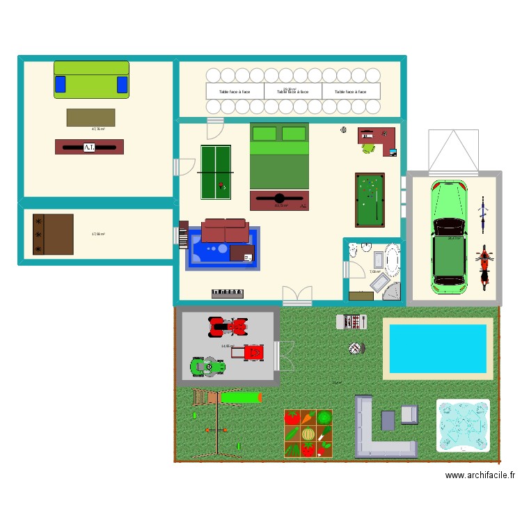 Mansion. Plan de 7 pièces et 225 m2