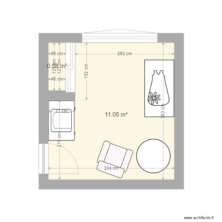 Chambre bébé. Plan de 0 pièce et 0 m2