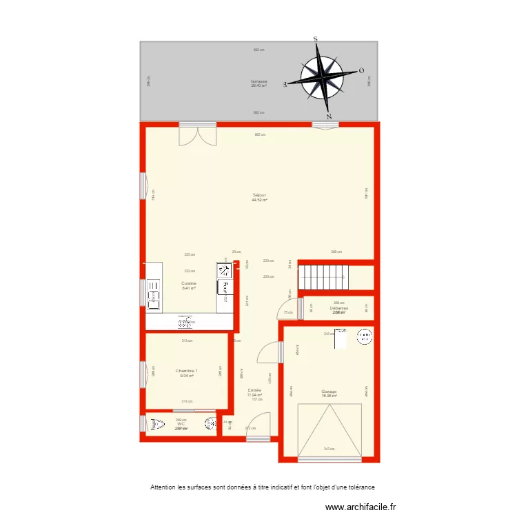 BI 4744 rdc c&ocirc;t&eacute;. Plan de 