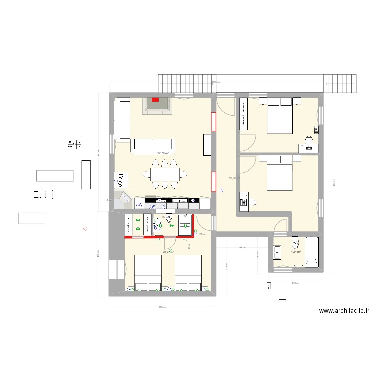 maison farrapa2. Plan de 6 pièces et 97 m2