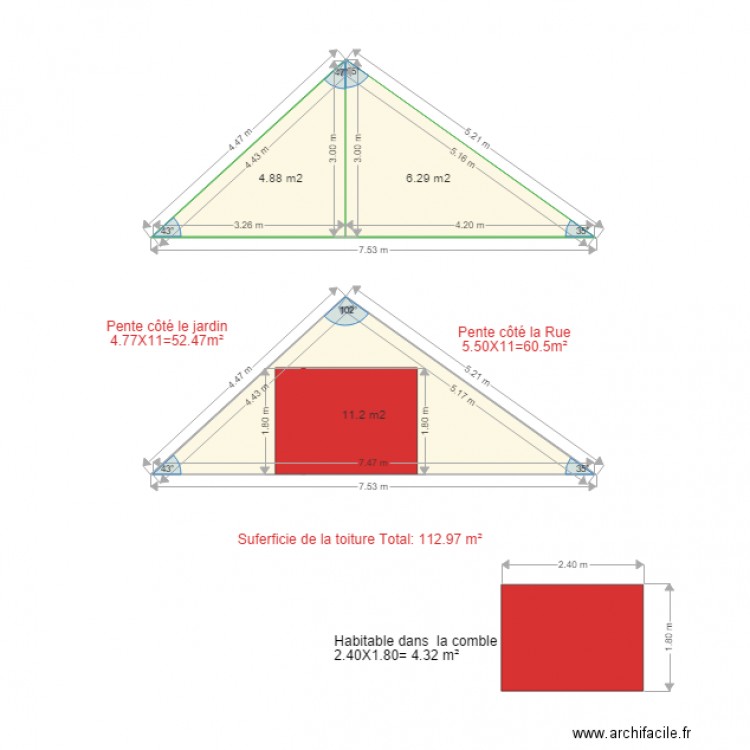 la comble. Plan de 0 pièce et 0 m2