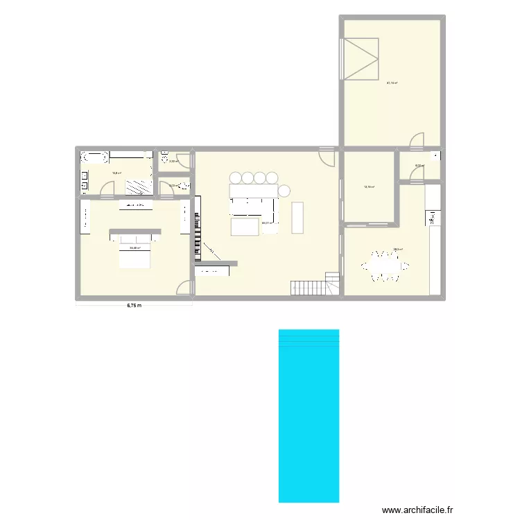 Maison. Plan de 9  et 206 m²