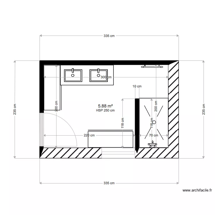salle de bain 6M2 1ER. Plan de 