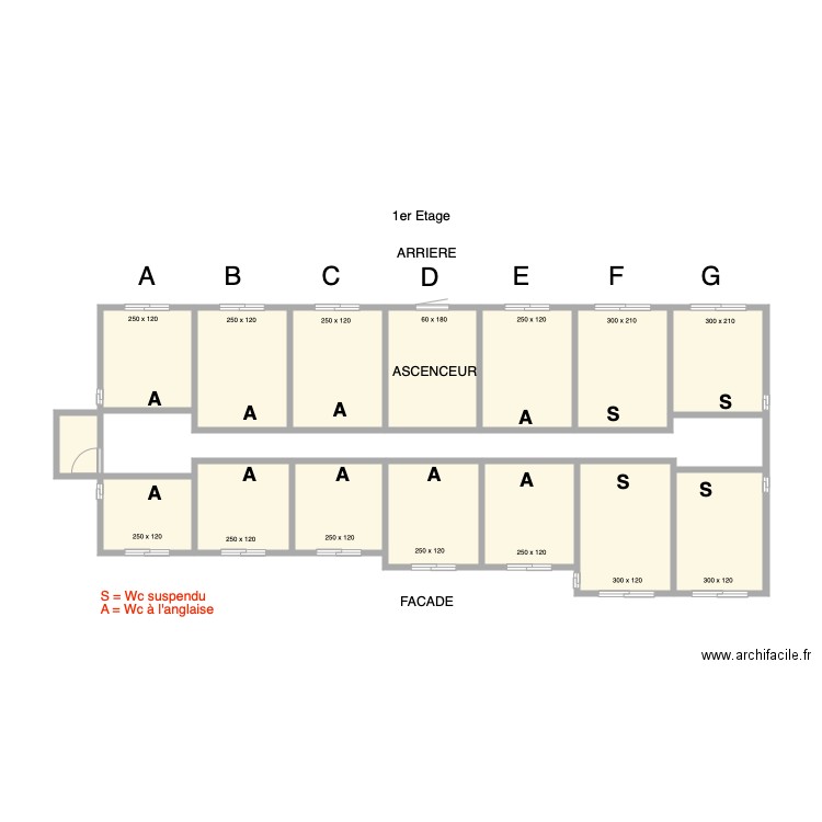 Toilettes par chambres. Plan de 0 pièce et 0 m2