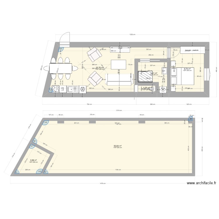 Maison_temporaireV2. Plan de 6 pièces et 95 m2