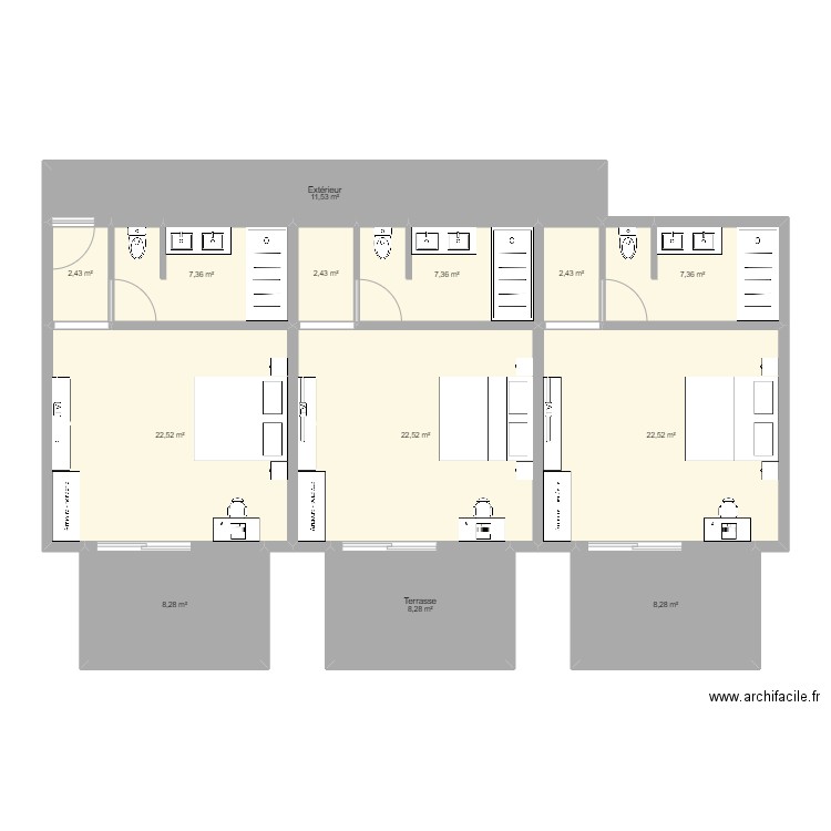 étage Nosy Be. Plan de 13 pièces et 133 m2