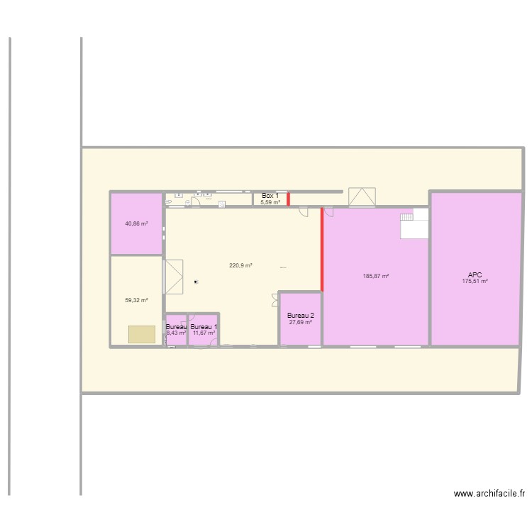 Hangar version 3. Plan de 11 pièces et 1316 m2