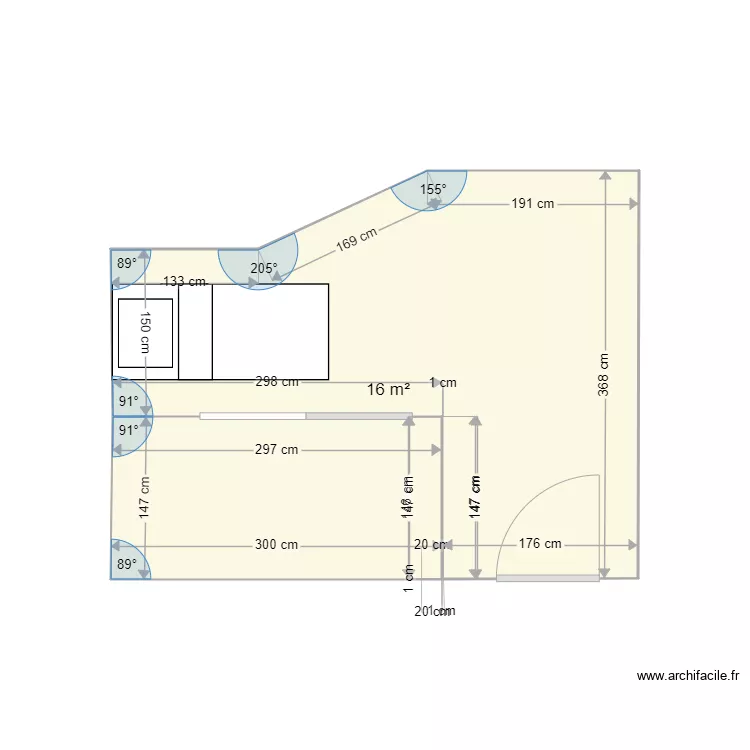chambre Hameau Standard. Plan de 