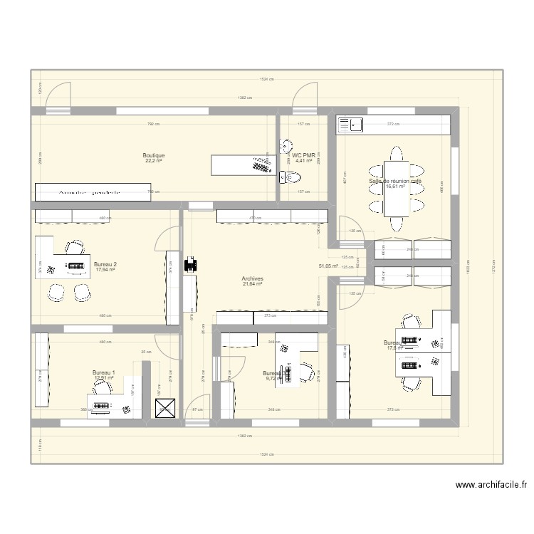 Plan bureau new. Plan de 9 pièces et 174 m2