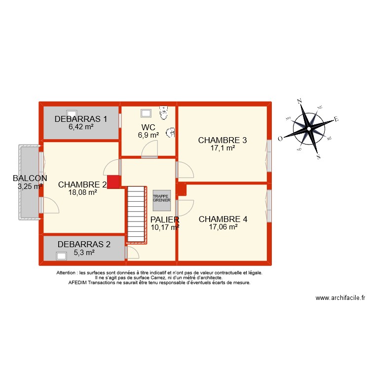 BI 10395 ETAGE. Plan de 10 pièces et 87 m2