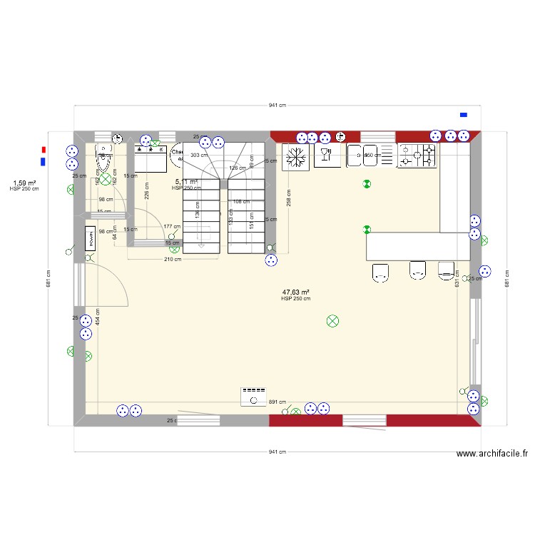 TERRAIN FINAL MAT. Plan de 10 pièces et 115 m2