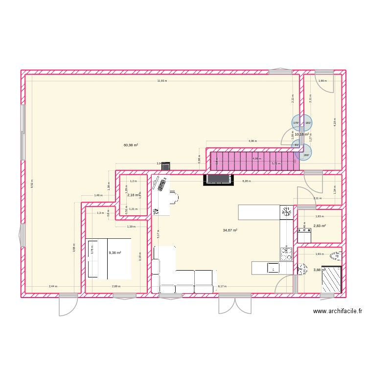 Plan Mic Samoens. Plan de 10 pièces et 122 m2