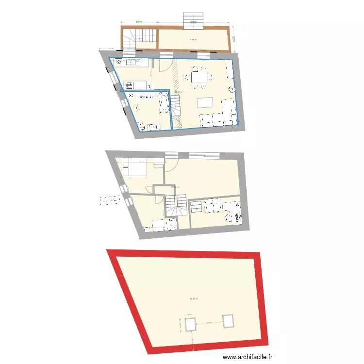 r&eacute;novation maison moir&eacute; dim real V3. Plan de 