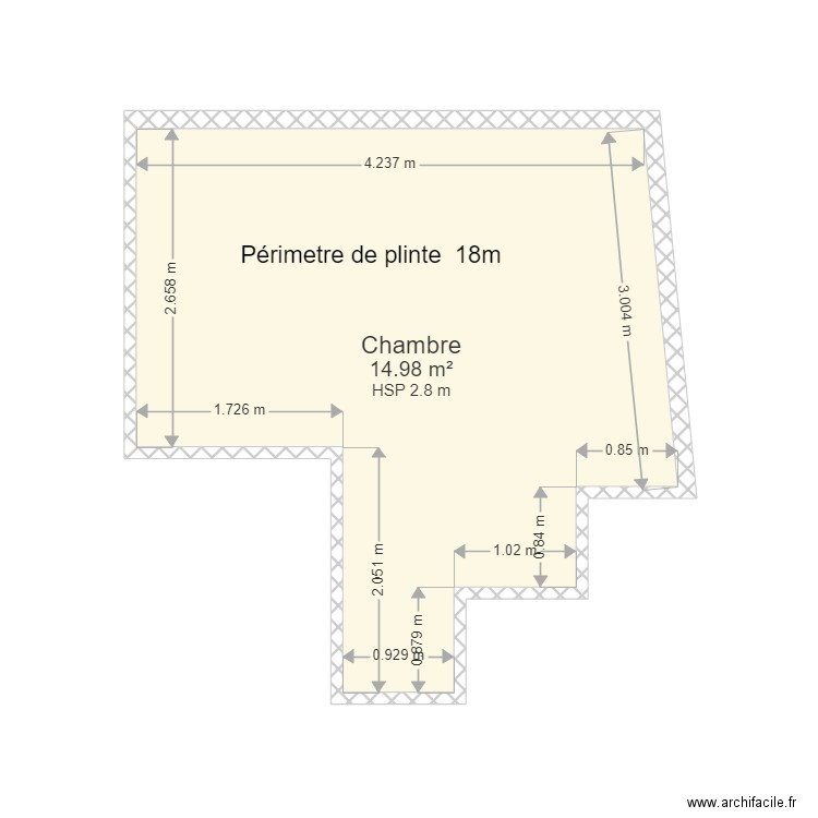 Surface chambre Vouziers. Plan de 1 pièce et 15 m2