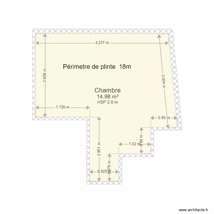 Surface chambre Vouziers. Plan de 