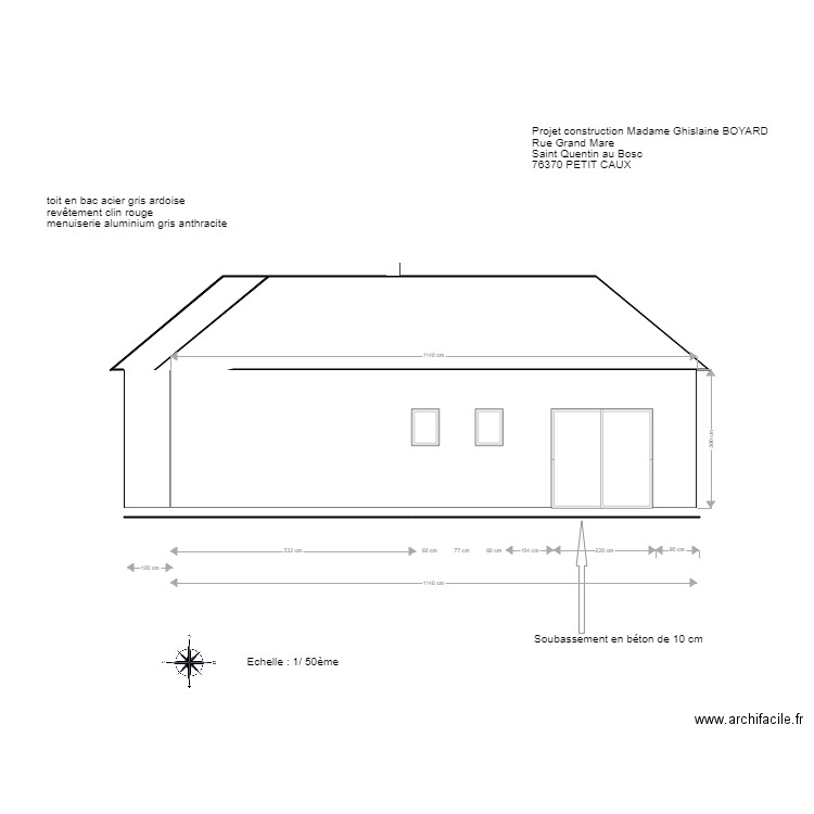 plan façade est. Plan de 0 pièce et 0 m2