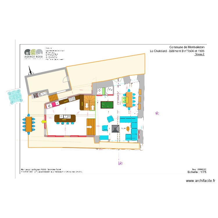 chatelard sejour agrandi geometre gde cuisine enbas. Plan de 1 pièce et 0 m2