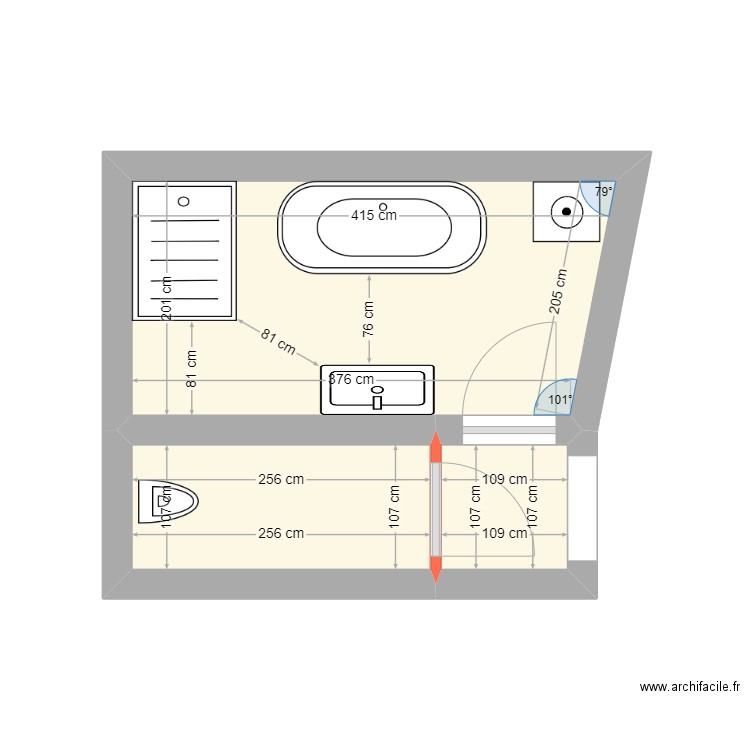 lacroix. Plan de 3 pièces et 12 m2