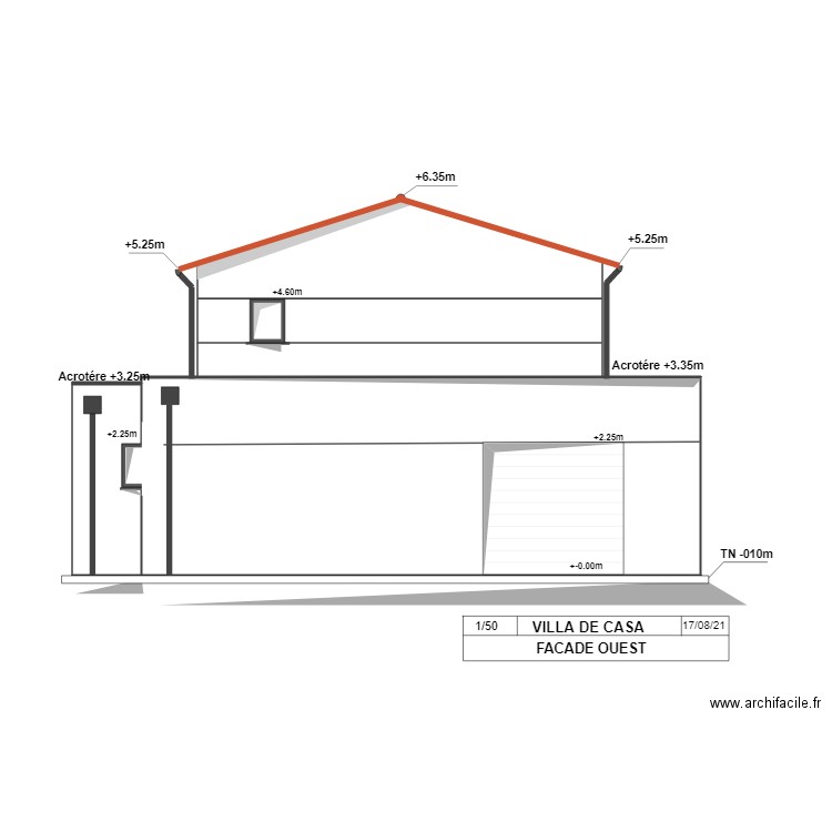 FACADE OUEST AAA. Plan de 2 pièces et 36 m2