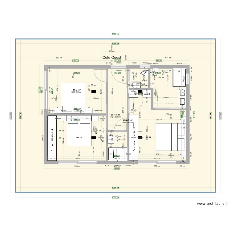 Chambres 6 x 9 mètres étage,côté ouest situé au rez . Plan de 0 pièce et 0 m2