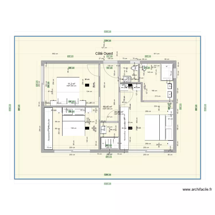 Chambres 6 x 9 mètres étage,côté ouest situé au rez . Plan de Chambres 6 x 9 mètres étage,côté ouest situé au rez . Plan de