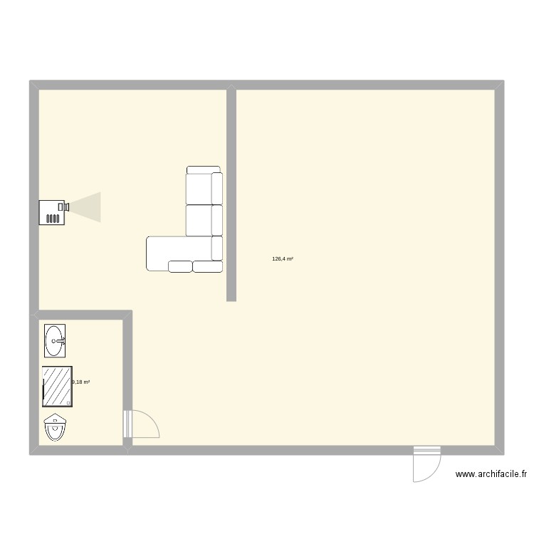 Maison . Plan de 2 pièces et 136 m2