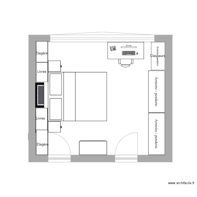 Chambre avant 1er étage 3 grand lit à gauche 2. Plan de 0 pièce et 0 m2