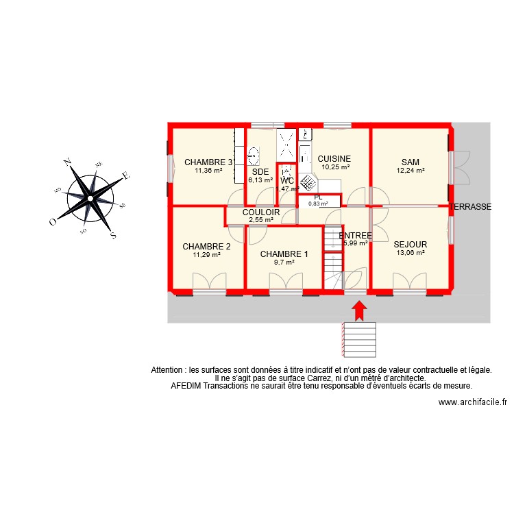 BI 8423 RDC EF. Plan de 15 pièces et 111 m2