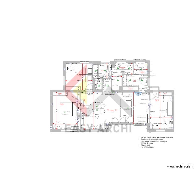 Macaire. Plan de 16 pièces et 79 m2