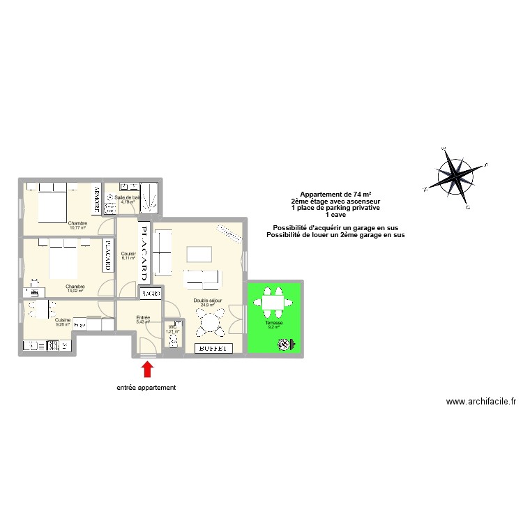 GARNIER appart. Plan de 0 pièce et 0 m2