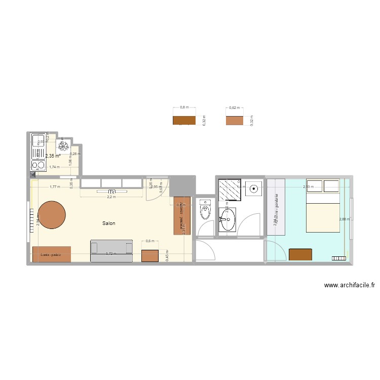 Appartement. Plan de 6 pièces et 31 m2