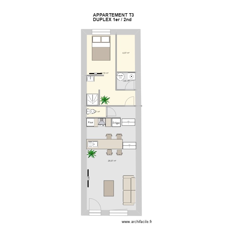 appart Saulce T2 RDC modifiable. Plan de 0 pièce et 0 m2