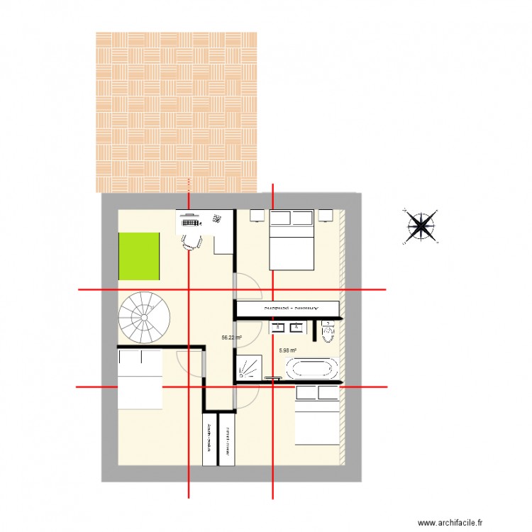 Maison étage feng shui. Plan de 0 pièce et 0 m2