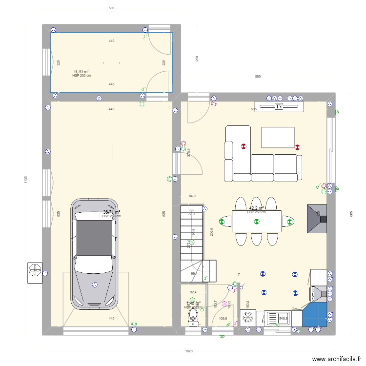 Bossuot Guillaume RDC. Plan de 9 pièces et 180 m2