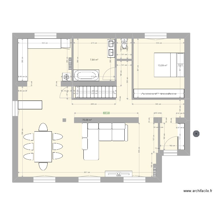 Maison Nohanent. Plan de 4 pièces et 92 m2