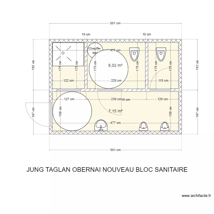 JUNG TAGLAN OBERNAI BLOC SANITAIRE. Plan de JUNG TAGLAN OBERNAI BLOC SANITAIRE. Plan de