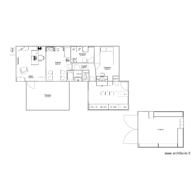 Mobil-Home Projet B avec isolation. Plan de 10 pièces et 69 m2