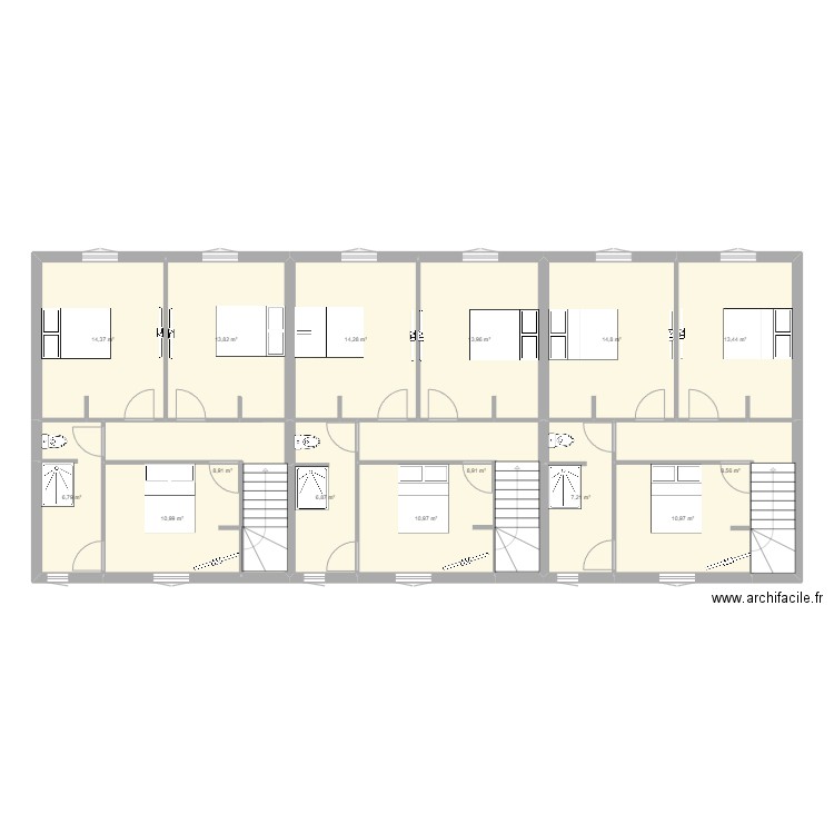 étage plan locatif. Plan de 15 pièces et 165 m2