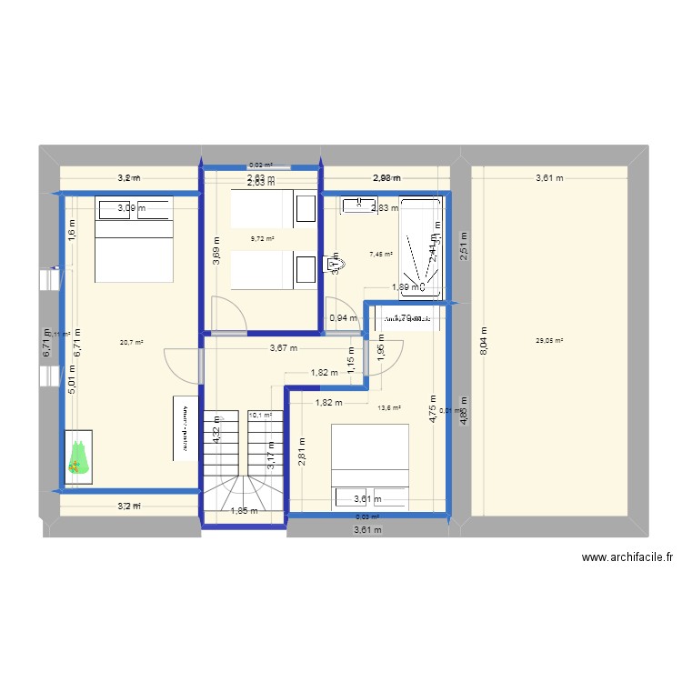 Celles sur plaine maison 2 étage. Plan de 13 pièces et 96 m2