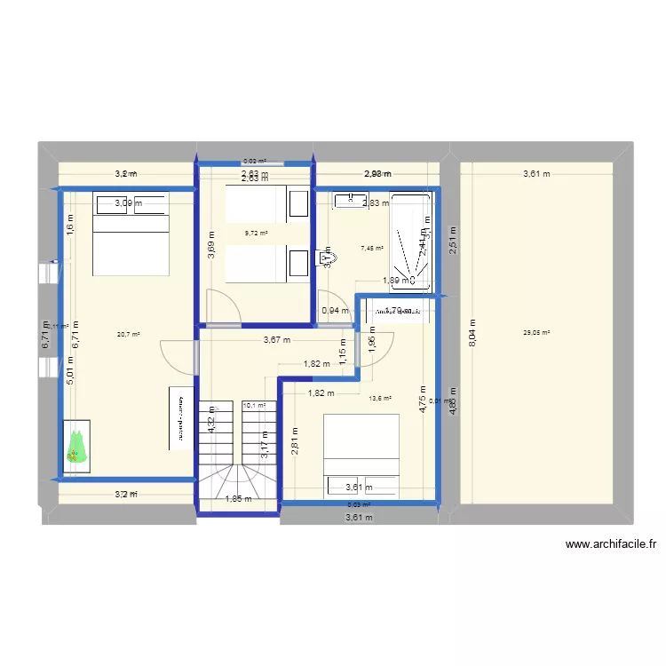 Celles sur plaine maison 2 &eacute;tage. Plan de 