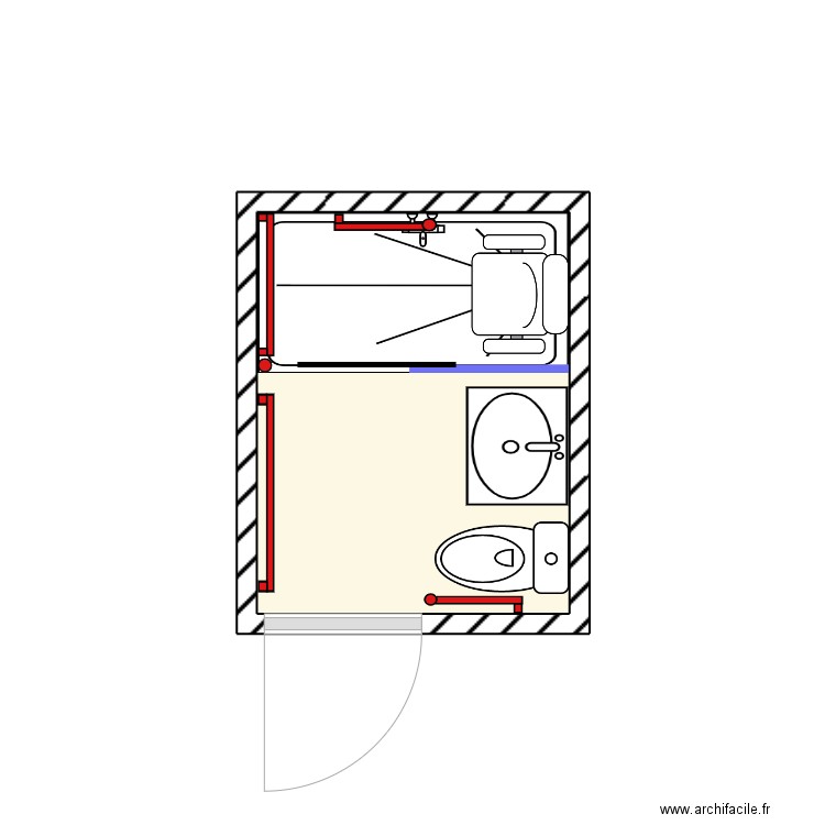 Cotton. Plan de 1 pièce et 3 m2