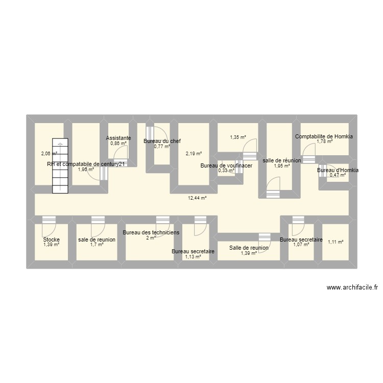 century 21 2eme etage. Plan de 18 pièces et 36 m2