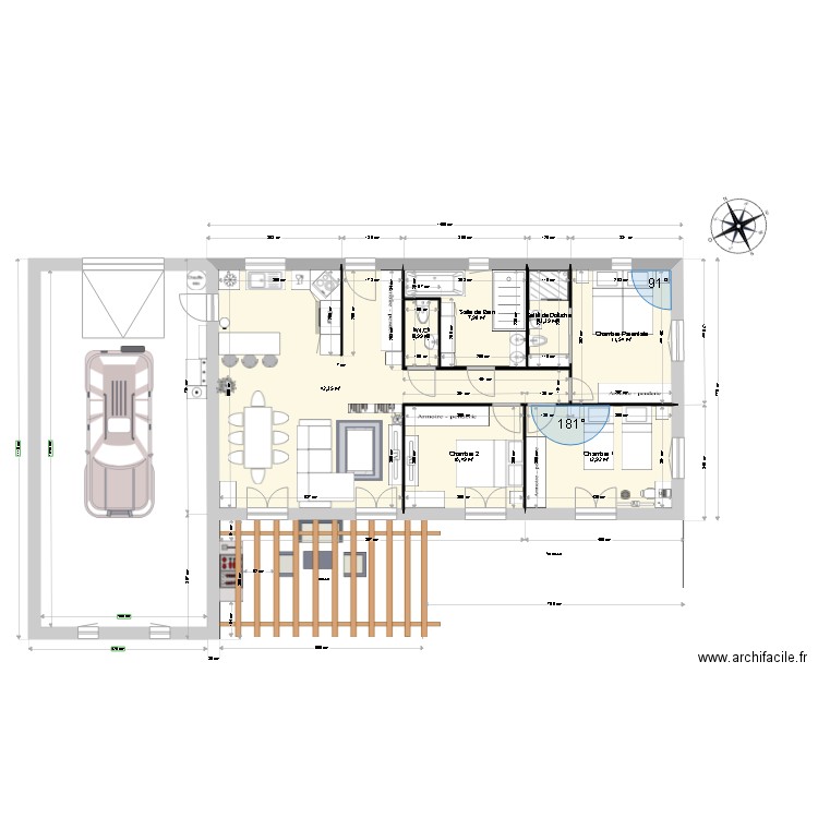 T4 EUROMAC2. Plan de 7 pièces et 91 m2