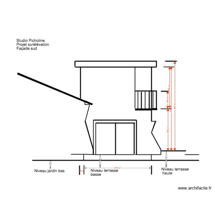 Studio Picholine Projet sur&eacute;l&eacute;vation Fa&ccedil;ade Sud 02 18 . Plan de 0 pièce et 0 m2