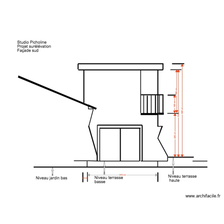 Studio Picholine Projet sur&eacute;l&eacute;vation Fa&ccedil;ade Sud 02 18 . Plan de 