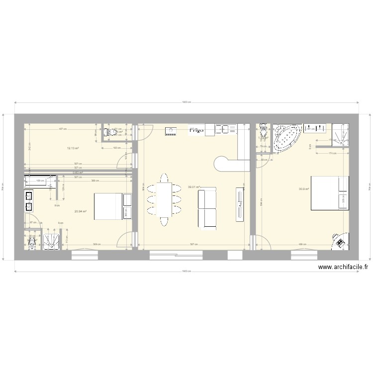 maison 100m2Aa. Plan de 8 pièces et 107 m2