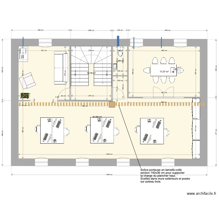 APS BUREAU VIERGE CHRISTOPHE. Plan de 4 pièces et 94 m2